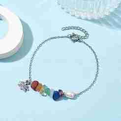 Pulseras con dijes de aleación de loto&nbsp;BJEW-JB09946-01