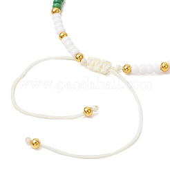 3 juego de pulseras trenzadas con cuentas redondas de vidrio ajustables de 3 colores&nbsp;BJEW-MZ00187