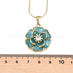 Halsketten aus Edelstahl 304 mit Pavé-Fassung aus klaren Zirkonia und Emaille-Blumenanhänger&nbsp;NJEW-H088-02G