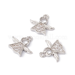 Placage de crémaillère en laiton micro pavé breloques en zircone cubique claire&nbsp;KK-G433-14P