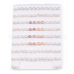 Boucles d'oreilles perle naturelle, Boucles d'oreilles boule ronde avec 925 épingle en argent sterling pour femme, couleur mixte, 9~10.5mm, pin: 0.7 mm