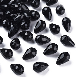 Perles acryliques opaques, facette, larme, noir, 12x8mm, Trou: 1.5mm