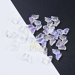 Galvanoplastie perles de verre transparentes, de couleur plaquée ab , papillon, clair ab, 14.5x8x3.5mm, Trou: 0.8mm