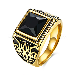 Модные 316л титана стали стеклянные широкая полоса кольца для мужчин, чёрные, античное золото , размер США 10 (19.8 мм)