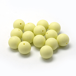 Perlas de silicona ecológicas de grado alimenticio, redondo, amarillo champagne, 14~15mm, agujero: 2 mm