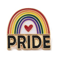 Alfileres de esmalte con tema de arcoíris del orgullo, insignia de aleación de oro claro para ropa de mochila, colorido, arco iris, 24.5x25x1.5mm
