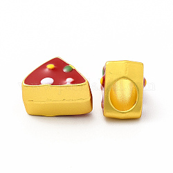 Portapacchi in lega dello smalto di placcatura perline europei, perline con foro grande, torta triangolo, colore oro opaco, 8.5x11.5x6.7mm, Foro: 4 mm
