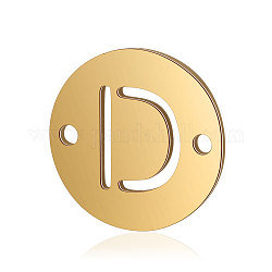 Соединители звеньев титановой стали, плоские круглые с буквы, золотые, letter.d, 12x0.8 мм, отверстие : 0.8 мм