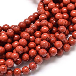 Grade AA Natural Gemstone Red Jasper Bead Strands, Round, 10mm, Hole: 1mm, about 40pcs/strand, 15.3 inch
