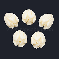 Perles de corail synthétiques teintes, fleur de jasmin, blanc crème, 10.5~11x8~9mm, Trou: 1mm