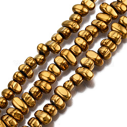 Chapelets de perles en hématite synthétique sans magnétiques, pépites, plaqué or, 5~10x4.5~5.5x4mm, Trou: 1mm, Environ 105 pcs/chapelet, 14.9 pouce