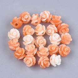 Perline corallo sintetico, tinto, fiore, corallo, 6~7x6~7mm, Foro: 1.2 mm