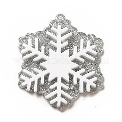 Акриловые подвески, с блеском порошок, снежинка очарование, белые, 45x38x4 мм, отверстие : 1.4 мм