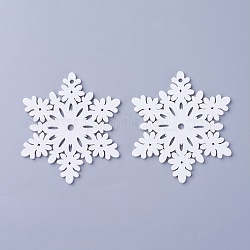 Подвески из тополя, окрашенные, снежинка, белые, 70x61x3 мм, отверстие : 2.5 мм