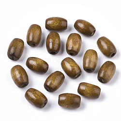 Perles de bois d'érable naturel peintes à la bombe, baril, selle marron, 12x8mm, Trou: 3mm, environ 4000 pcs/1000 g