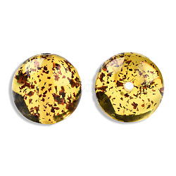 Abalorios de resina transparentes, con flor seca en el interior, redondo, vara de oro, 19mm, agujero: 2~2.4 mm
