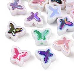Perles acryliques arc-en-ciel plaquées uv, iridescent, papillon, couleur mixte, 16x20x9.5mm, Trou: 2.2mm