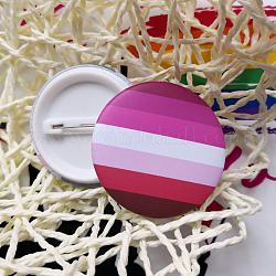 Stripe Flag Flat Round Enamel Pin, Alloy Badge for Backpack Clothes, Stripe Pattern, 44mm