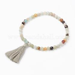 Natural Amazonite Charm Bracelets, with Cotton Thread Tassels, 2-1/4 inch(57mm)