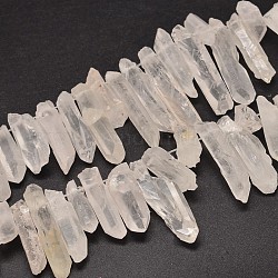 Granos de cristal de cuarzo natural hebras, pepitas, forma de colmillo, teñido, Claro, 6~9x18~26mm, agujero: 1 {2 mm aproximamente} unidades / cadena, 46 pulgada