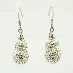 Sterling Silver Austrian Crystal Earrings, with Resin Beads, Gourd, 001_Crystal, 36mm, Pin: 1mm