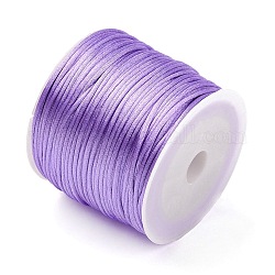 Cordón satinado cola de rata de nailon de 30 m, Cadena de cuentas, Para anudar chino, producir joyería, lila, 1mm, alrededor de 32.81 yarda (30 m) / rollo