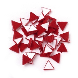 Cabochons en acrylique flocky, triangle, rouge, 8.5x9.5x1.5mm