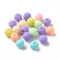 Perles acryliques, ronde, couleur mixte, 9.5x9mm, Trou: 2mm, environ 943 pcs/500 g