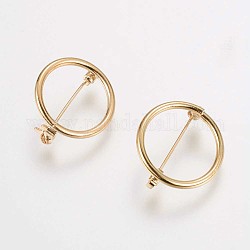 Fornituras de broche de latón, anillo, la luz de oro, 22x26x5mm, pin: 0.8 mm