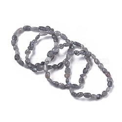Bracelets extensibles de perle de labradorite naturelle, pierre roulée, pépites, diamètre intérieur: 2~2-1/4 pouce (5.2~5.6 cm)