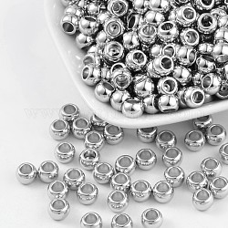 Perline distanziali in plastica ccb, grandi perle sciarpa buco, rotondo e piatto, colore platino, circa 5 mm di lunghezza, 7 mm di larghezza, Foro: 4 mm