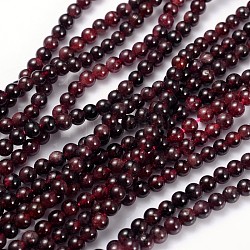 Fili di perline gemstone, rosso granato, grado B, tondo, rosso scuro, circa4 mm di diametro, foro : about 0.8mm, 15~16 pollice