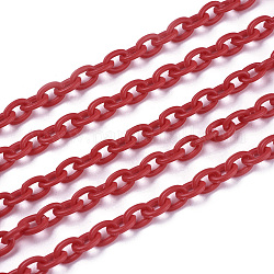 ABS-Kunststoff-Kabelketten, Oval, rot, 14.96 Zoll ~ 15.35 Zoll (38~39 cm), 5.5~6 mm