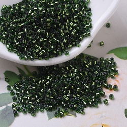 Perline miyuki delica piccole, cilindro, perline giapponesi, 15/0, (dbs0182) verde giada foderato argento, 1.1x1.3mm, Foro: 0.7 mm, circa 175000pcs/scatola, 50 g / borsa