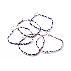 (Jewelry Parties Factory Sale)Faux Suede Cord Braided Necklaces, with 304 Stainless Steel Lobster Claw Clasps and Iron Findings, Mixed Color, 14.96 inch(38cm)