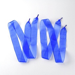 Lacets plats en mousseline de polyester transparent, bleu, 1200x40mm, 2 pcs / paire