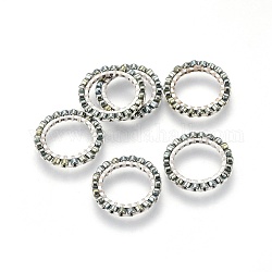 Miyuki & toho perline giapponesi fatte a mano, con 304 anelli di collegamento in acciaio inossidabile, modello telaio, anello, argento, grigio ardesia, 14.5~15x1.7mm