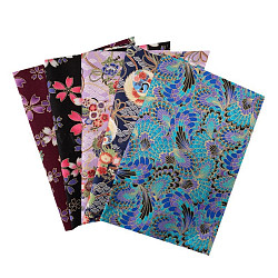 Tissu artisanal en coton, lot rectangle patchwork peluches différents modèles, pour bricolage couture quilting scrapbooking, avec motif de style zéphyr japonais, colorées, 25x20 cm, 5 pièces / kit