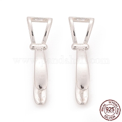 925 Sterling Silver Ice Pick Pinch Bails, Silver, 22x16x6.5mm, Hole: 5.4x3mm, Pin: 0.7mm