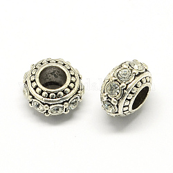 Legierung Rhinestone European Beads, Unterlegscheibe Perlen mit großem Loch, Kristall, 11x7 mm, Bohrung: 5 mm