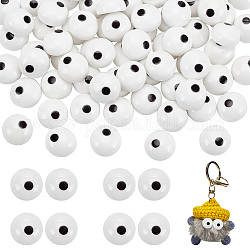 PandaHall Elite 100Pcs Craft Resin Doll Eyes Cabochons, Stuffed Toy Eyes, Half Round, White, 13x7mm