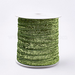 Блеск блеск ленты, лента из полиэстера и нейлона, желто-зеленый, 3/8 дюйм (9.5~10 мм), о 50yards / рулон (45.72 м / рулон)