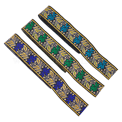 Fingerinspire 10.5м 3 цвета вышивка в этническом стиле полиэстеровые ленты, цветочный и листовой узор, разноцветные, 1-1/8 дюйм (29 мм), 3.5м / цвет