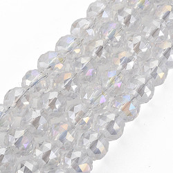 Chapelets de perles en verre transparent électrolytique, ab couleur plaqué et facetté, ronde, clair ab, 8.5x10mm, Trou: 2mm, Environ 72 pcs/chapelet, 19.84 pouce (50.4 cm)