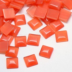 Cat Eye Cabochons, Square, Coral, 8x8x2.5mm