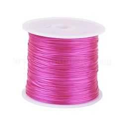Filo di cristallo elastico piatto, filo per perline elastico, per realizzare bracciali elastici, rosa intenso, 0.8mm, 60m/rotolo