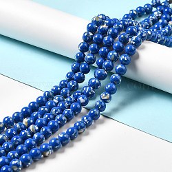 Fili di perle sintetiche turchesi e conchiglie montate, tinto, tondo, blu scuro, 10mm, Foro: 1.2 mm, circa 40pcs/filo, 15.55'' (39.5 cm)