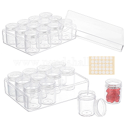 BENECREAT 24 Pack Clear Bead Storage Containers, 16x12.2x5.5cm Cylinder Storage Organizer Case Box with Screw Lids and Stickers for Jewellery, DIY Nail Art, Earrings, Glitter, Embroidery