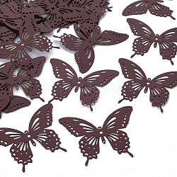 Maglie di giunti in filigrana di acciaio inossidabile verniciate a spruzzo, abbellimenti in metallo acidato, farfalla, marrone rosato, 430mm, Foro: 35x44x0.4 mm