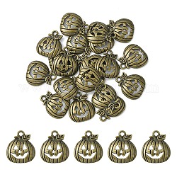 20pcs colgantes de aleación de jack-o'-lantern de calabaza de halloween de estilo tibetano, sin plomo y el cadmio, Bronce antiguo, 18x16x3mm, agujero: 1.8 mm